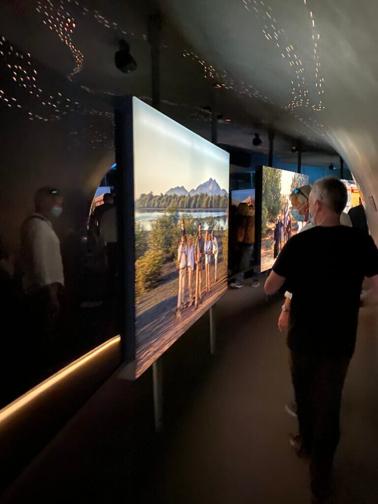 The waiting area outside the vertical cinema